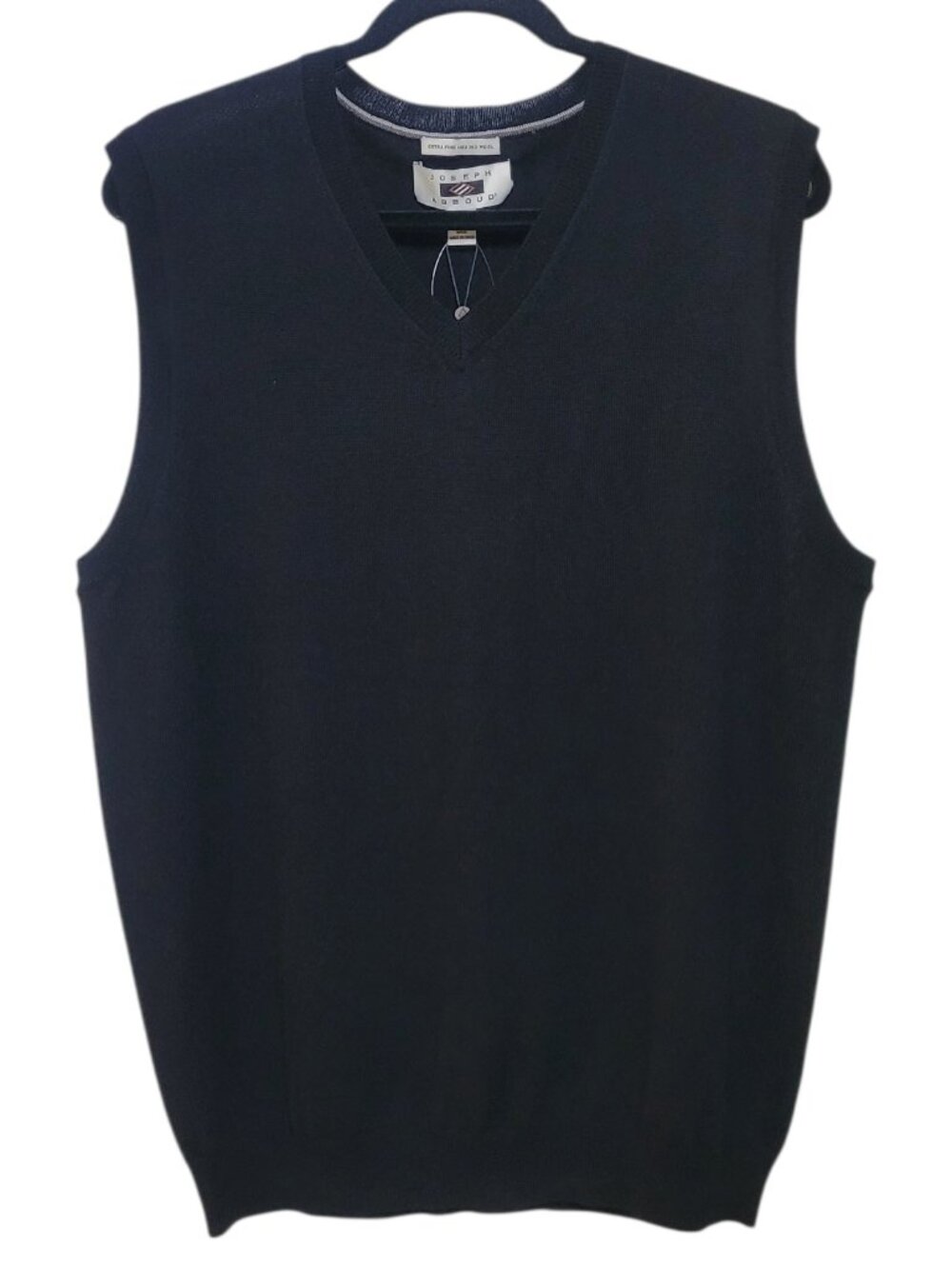 Joseph Abboud Mens Extra Fine Merino Wool V Neck Sweater Vest Black Preppy NEW